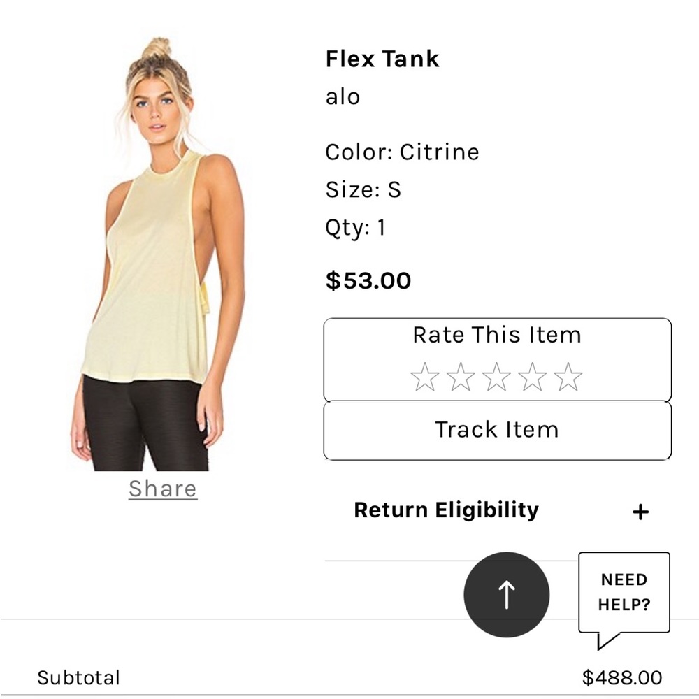 Alo yellow flex tank